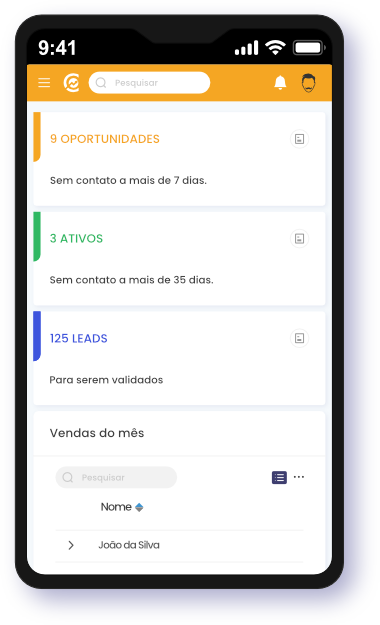 Tela da interface do Clientar CRM